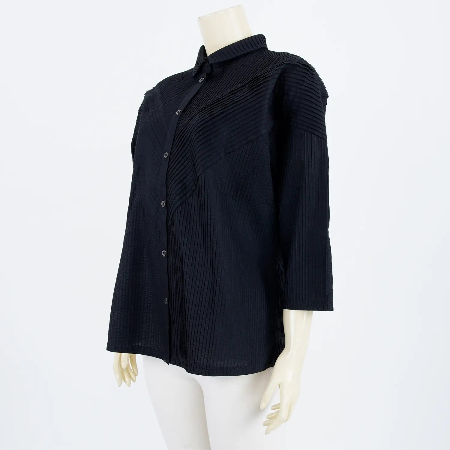เสื้อคอปก แขนค้างคาว 4 ส่วน สอบปลายแขน ผ้าตีเกล็ดผสม 2 เกล็ด - Image 2