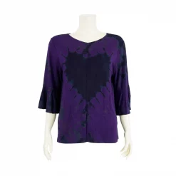 เสื้อคอปาด ปลายแขนระบาย  ยาว 4 ส่วน ผ้ามัดย้อม