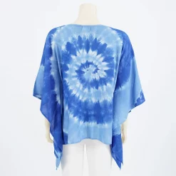 เสื้อคอปาด แขนสั้นทรงปีกนก ผ้ามัดย้อมสีคราม - Image 3