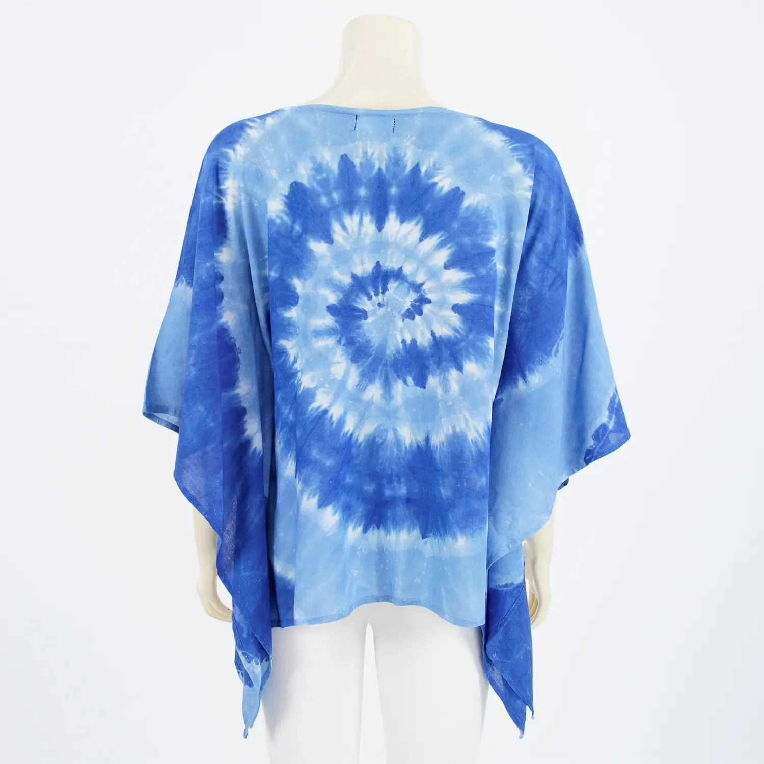เสื้อคอปาด แขนสั้นทรงปีกนก ผ้ามัดย้อมสีคราม - Image 3