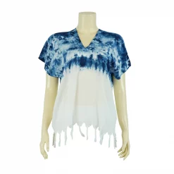เสื้อคอวี แขนกุด  ผ้ามัดย้อมทูโทนSIAM TEXTILE