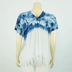 เสื้อคอวี แขนกุด ผ้ามัดย้อมทูโทนSIAM TEXTILE - Image 3