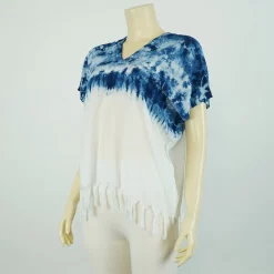 เสื้อคอวี แขนกุด ผ้ามัดย้อมทูโทนSIAM TEXTILE - Image 2