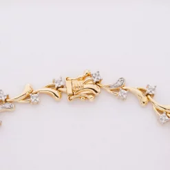สร้อยข้อมือเงิน925 ชุบทอง10K ประดับเพชรสีขาว - Image 3
