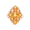 แหวนเงิน925 ชุบทอง14K ประดับบุษราคัม และเซอร์คอนสีขาว