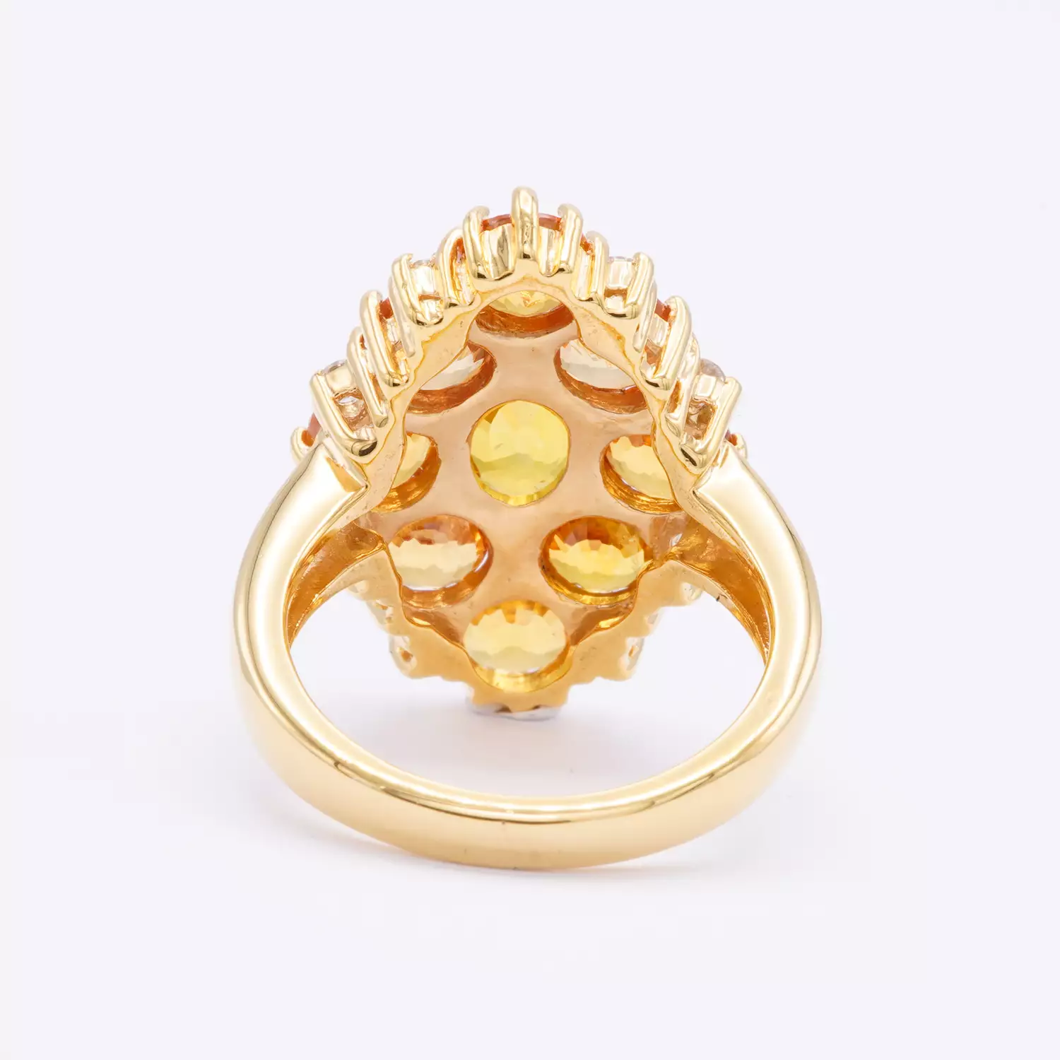 แหวนเงิน925 ชุบทอง14K ประดับบุษราคัม และเซอร์คอนสีขาว - Image 4