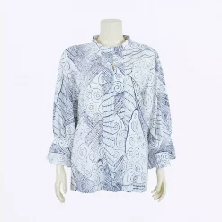 เสื้อคอตั้ง แขน 4 ส่วน ปลายแขนระบาย ลายกราฟิก - Image 4