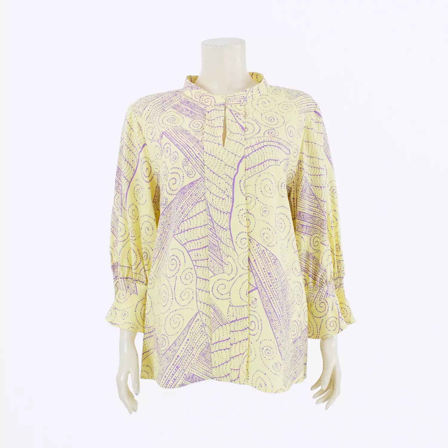 เสื้อคอตั้ง แขน 4 ส่วน ปลายแขนระบาย ลายกราฟิก - Image 2