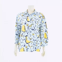 เสื้อเชิ้ตแขน 4 ส่วน ผ้าลินิน ลายกราฟิก
