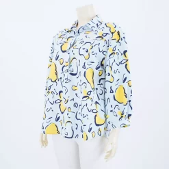 เสื้อเชิ้ตแขน 4 ส่วน ผ้าลินิน ลายกราฟิก - Image 3