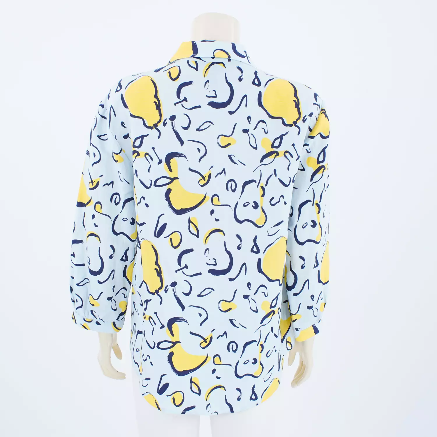 เสื้อเชิ้ตแขน 4 ส่วน ผ้าลินิน ลายกราฟิก - Image 2