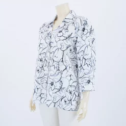 เสื้อเชิ้ตคอปีกนก แขน 4 ส่วน ลายดอกไม้ - Image 3