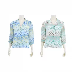 เสื้อคอปกฮาวาย  แขนกระบอก ยาว 4 ส่วน  ผ้าลายแสงเงา ของสวนดอกไม้