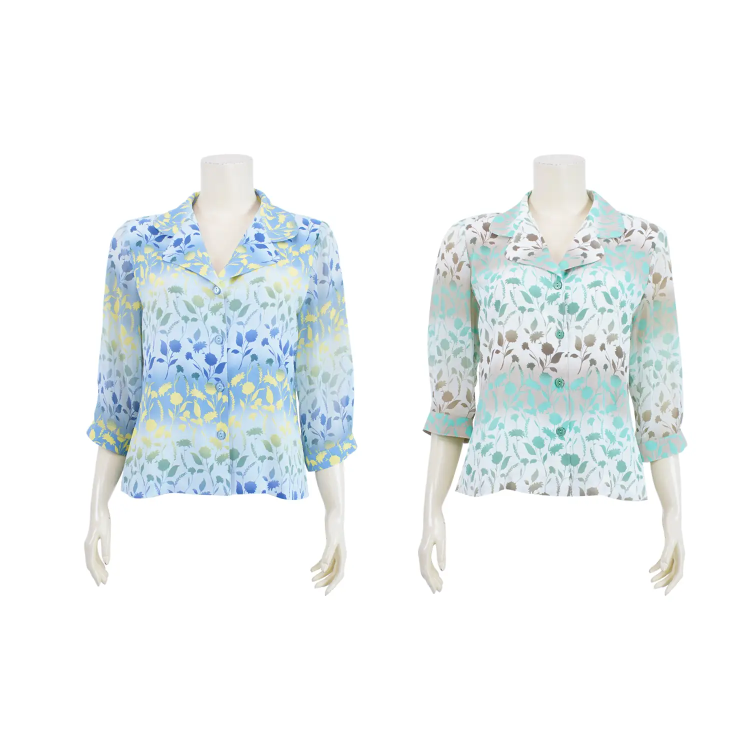 เสื้อคอปกฮาวาย แขนกระบอก ยาว 4 ส่วน ผ้าลายแสงเงา ของสวนดอกไม้