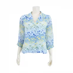 เสื้อคอปกฮาวาย แขนกระบอก ยาว 4 ส่วน ผ้าลายแสงเงา ของสวนดอกไม้ - Image 3
