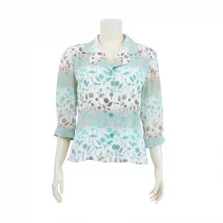 เสื้อคอปกฮาวาย แขนกระบอก ยาว 4 ส่วน ผ้าลายแสงเงา ของสวนดอกไม้ - Image 2