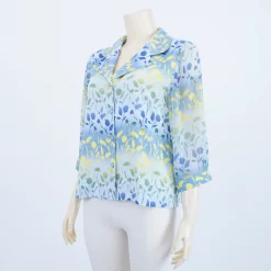 เสื้อคอปกฮาวาย แขนกระบอก ยาว 4 ส่วน ผ้าลายแสงเงา ของสวนดอกไม้ - Image 4