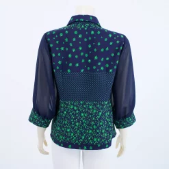 เสื้อคอปก แขนกระบอก รูดปลายแขนพองผ้าลายดอกเดซี่ และ ลายจุด - Image 3