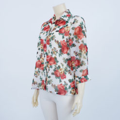 เสื้อเชิ้ต แขนกระบอกยาว ผ้าลายดอกกุหลาบ - Image 2
