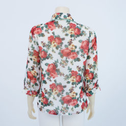 เสื้อเชิ้ต แขนกระบอกยาว ผ้าลายดอกกุหลาบ - Image 3
