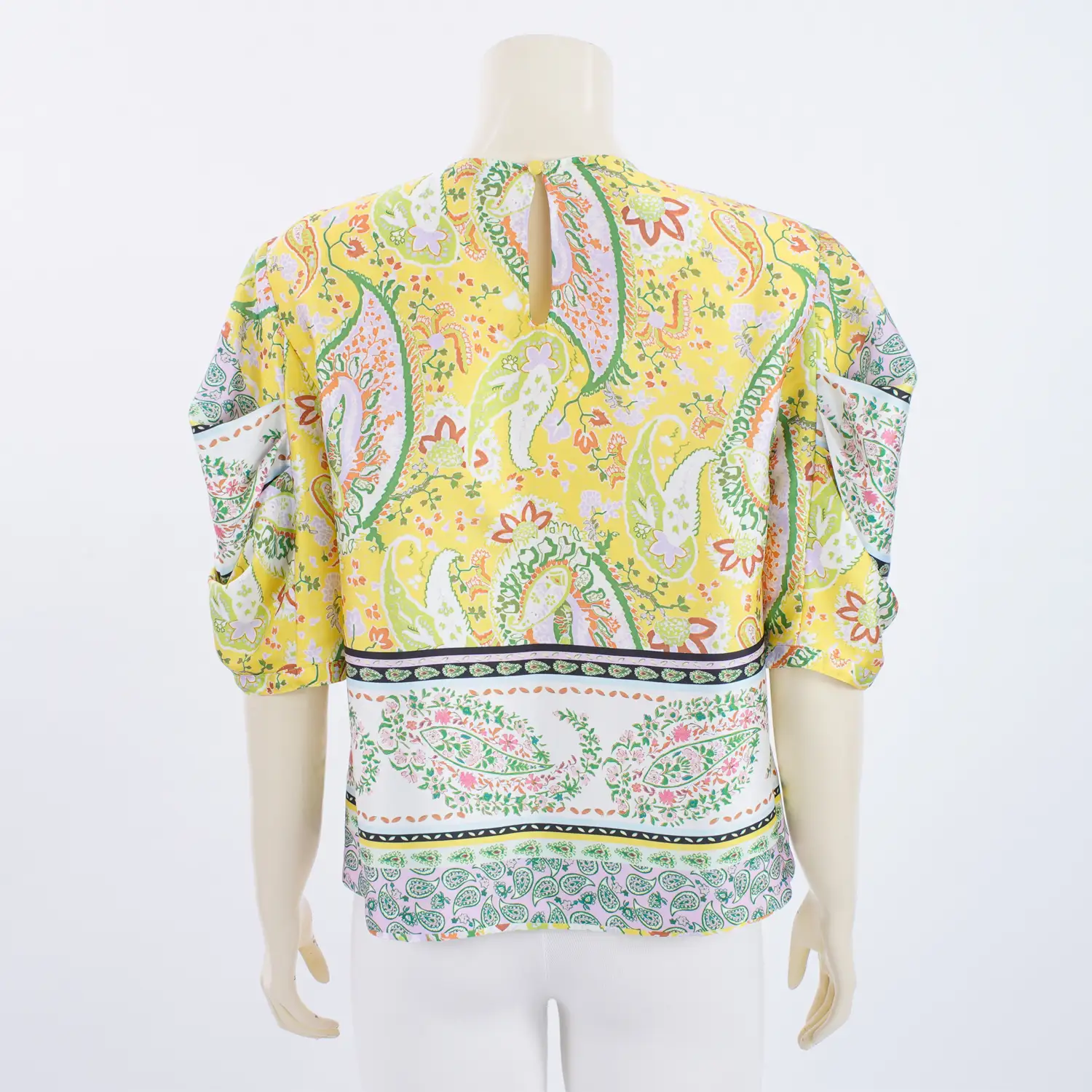 เสื้อคอกลม แขน 4 ส่วน จับจีบปลายแขน ลายเพสลีย์ - Image 3