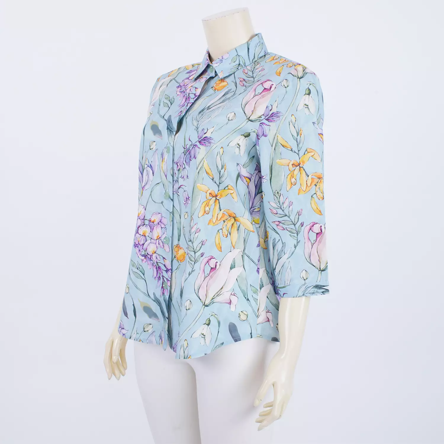 เสื้อเชิ้ต แขน 4 ส่วน ผ้าลายดอกไม้ - Image 2