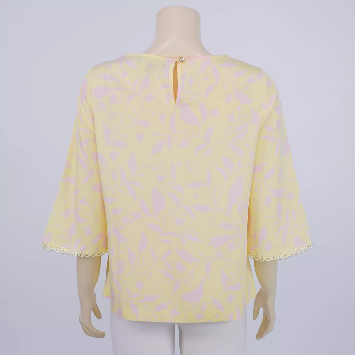 เสื้อคอปาด แขน 4 ส่วน ผ้าลายนกบนกิ่งไม้ - Image 3