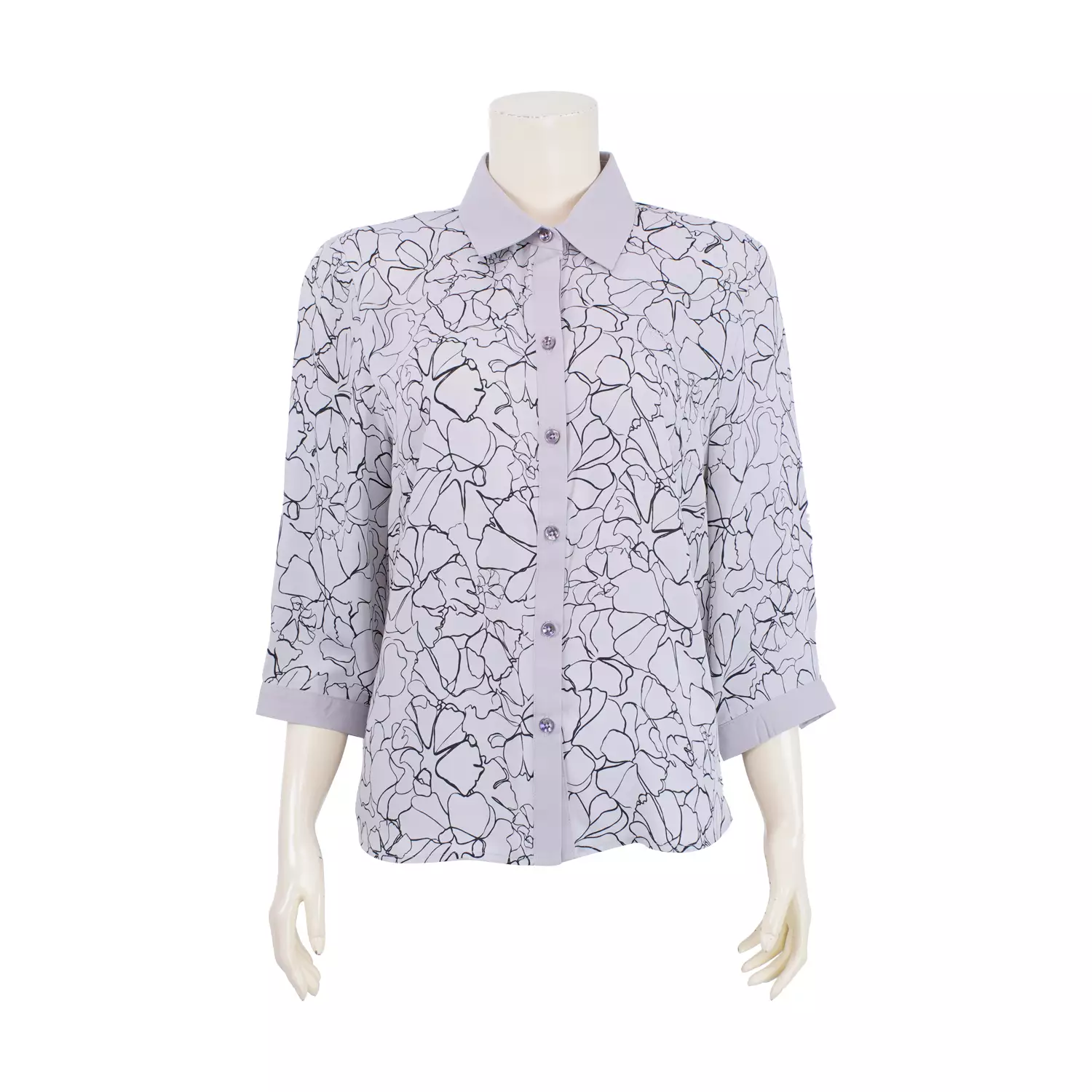 เสื้อเชิ้ต แขน 3 ส่วนผ้าลายเส้นกราฟิก