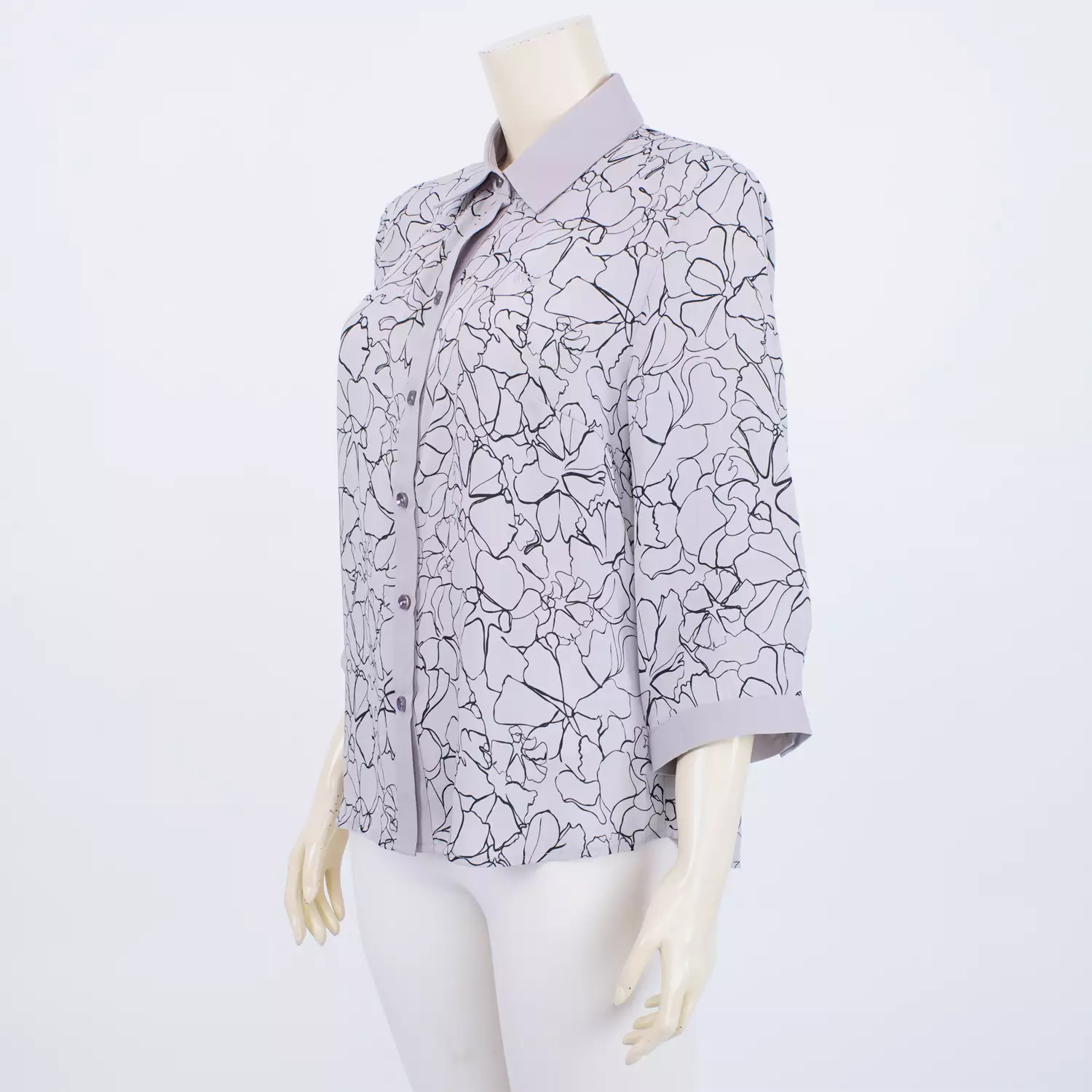 เสื้อเชิ้ต แขน 3 ส่วนผ้าลายเส้นกราฟิก - Image 2