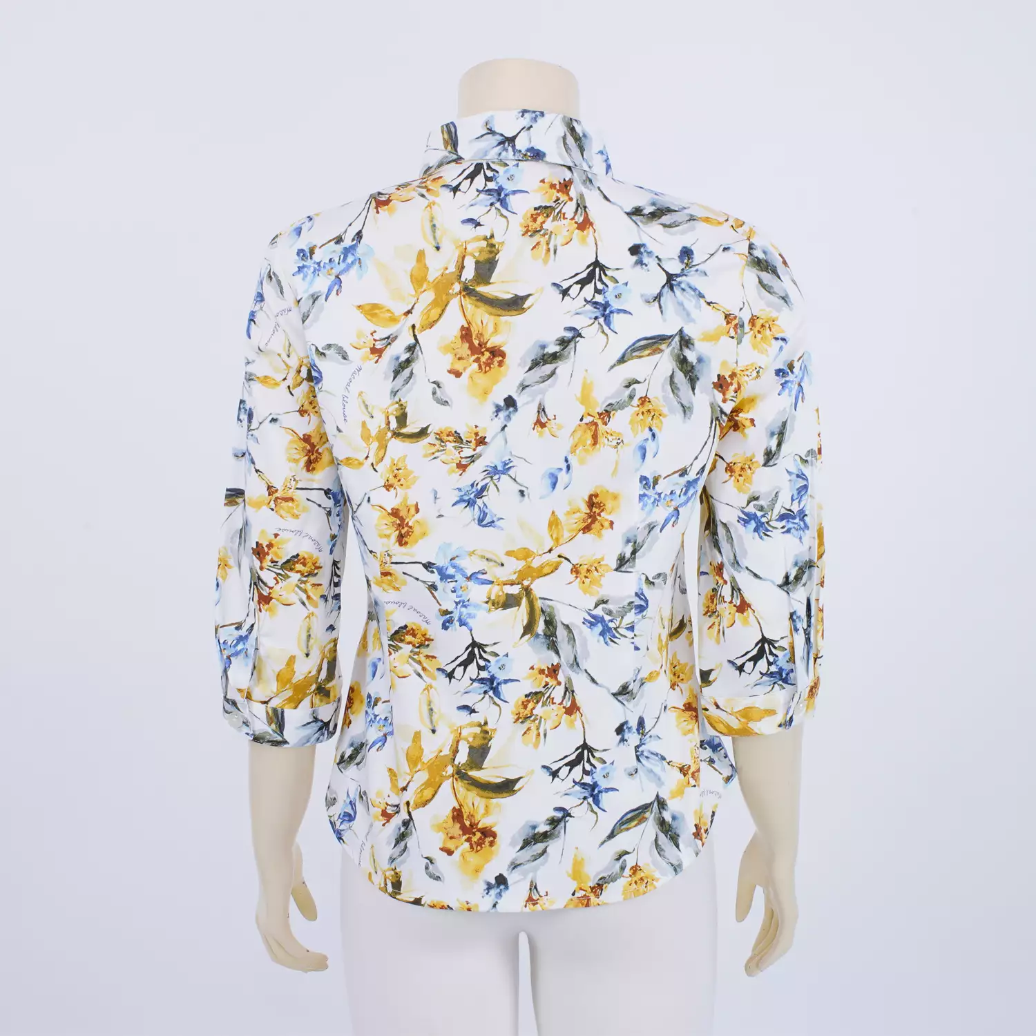 เสื้อเชิ้ต แขน 4 ส่วน เข้าขอบแขน ผ้าพิมพ์ลายดอกไม้ - Image 3