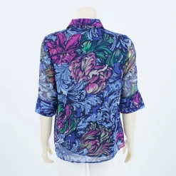 เสื้อเชิ้ต แขนกระบอก ยาว 3 ส่วน ผ้าลายกราฟิก สไตล์วินเทจ - Image 3