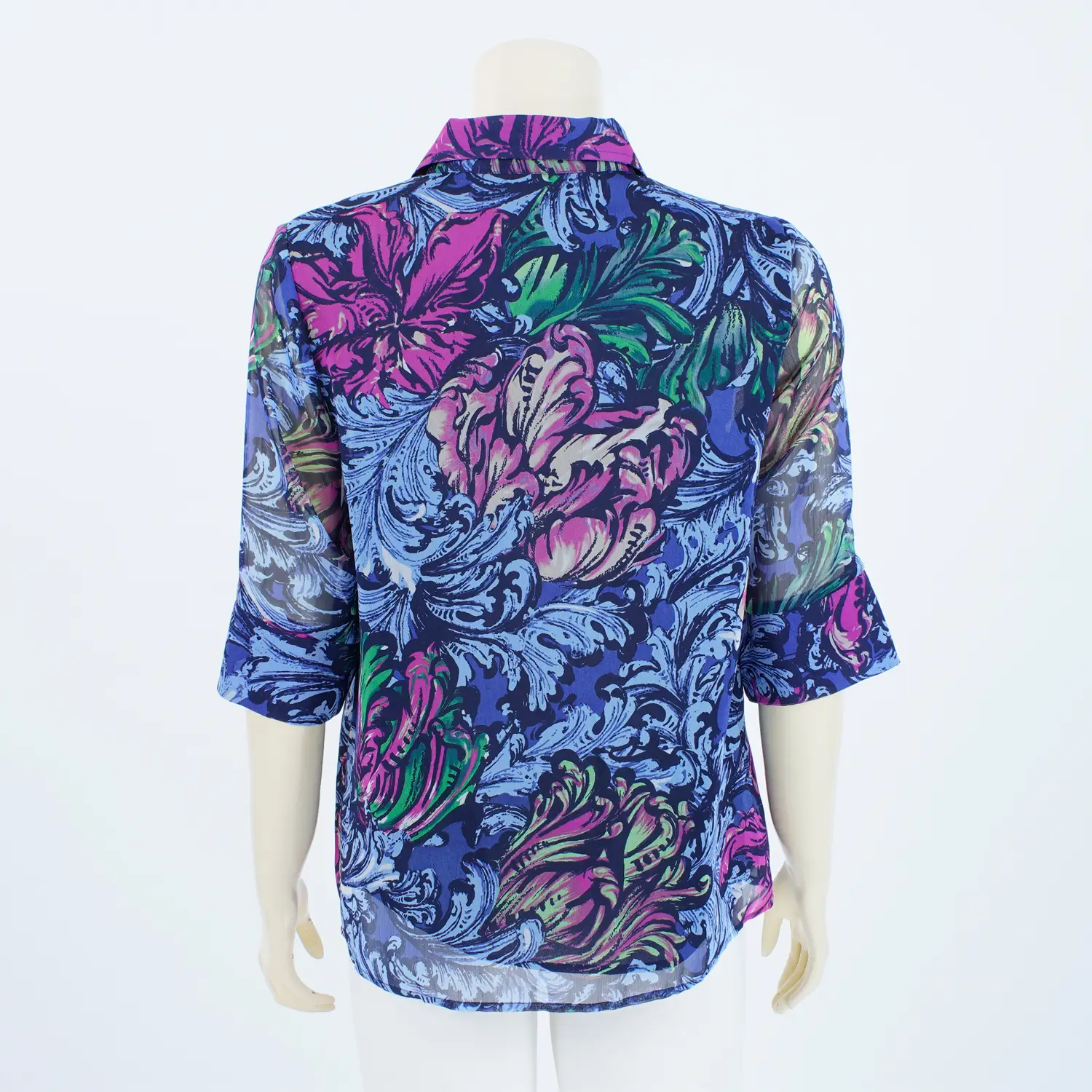 เสื้อเชิ้ต แขนกระบอก ยาว 3 ส่วน ผ้าลายกราฟิก สไตล์วินเทจ - Image 3