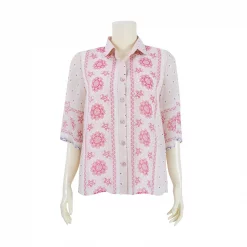 เสื้อเชิ้ต แขนกระบอก ยาว 3 ส่วน  ผ้าลายดอกไม้ และเพสลีย์
