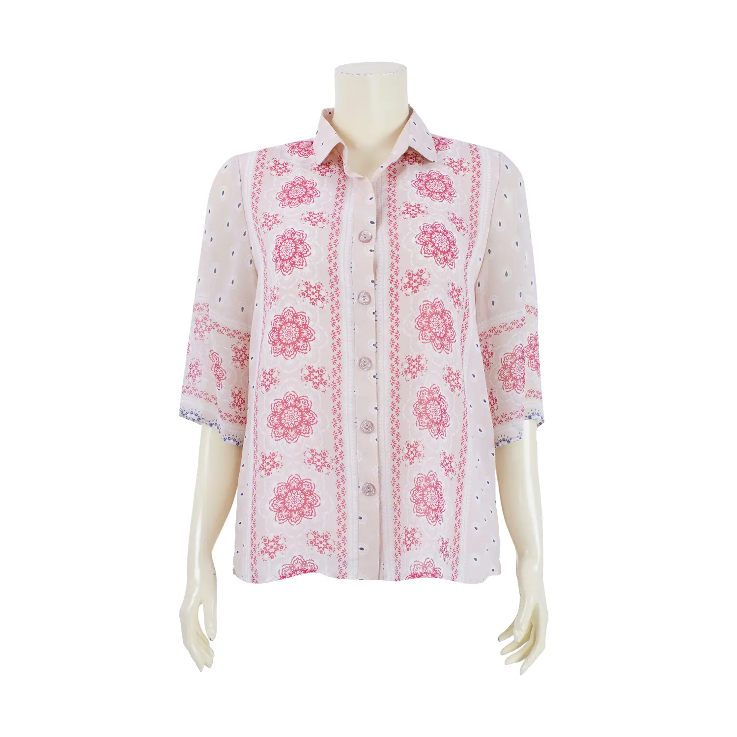 เสื้อเชิ้ต แขนกระบอก ยาว 3 ส่วน ผ้าลายดอกไม้ และเพสลีย์