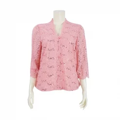 เสื้อคอปีน แขนยาว 4 ส่วน ผ้าลูกไม้แฟนซี ลายดอกไม้แต่งเลื่อม - Image 5