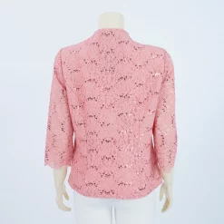 เสื้อคอปีน แขนยาว 4 ส่วน ผ้าลูกไม้แฟนซี ลายดอกไม้แต่งเลื่อม - Image 4