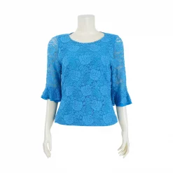 เสื้อคอกลม  ปลายแขนระบาย 2 ชั้น  ผ้าลูกไม้กลิตเตอร์