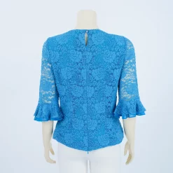 เสื้อคอกลม  ปลายแขนระบาย 2 ชั้น  ผ้าลูกไม้กลิตเตอร์ - Image 3