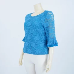 เสื้อคอกลม  ปลายแขนระบาย 2 ชั้น  ผ้าลูกไม้กลิตเตอร์ - Image 2