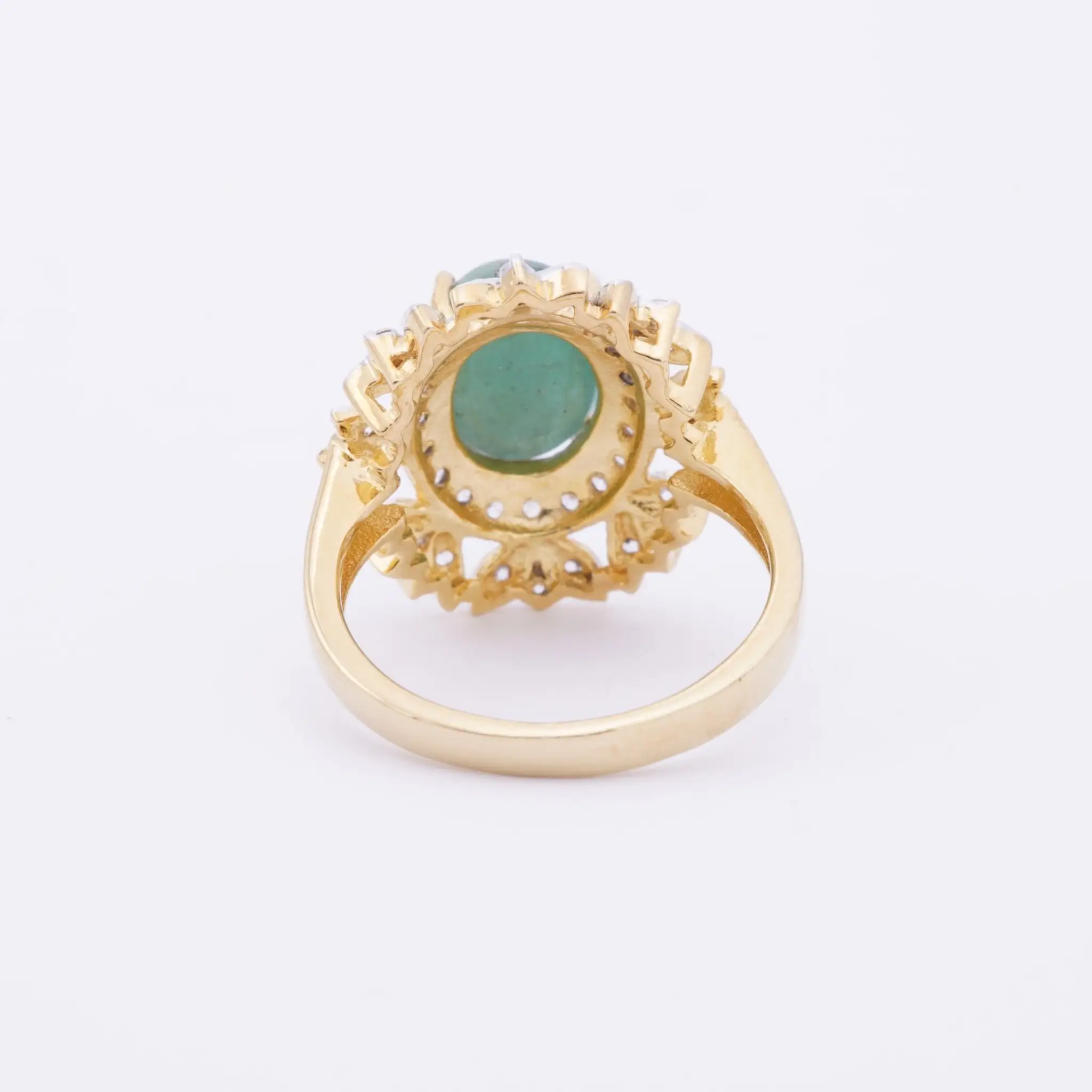 แหวนเงิน925 ชุบทอง18K ประดับมรกต และเซอร์คอนสีขาว - Image 2