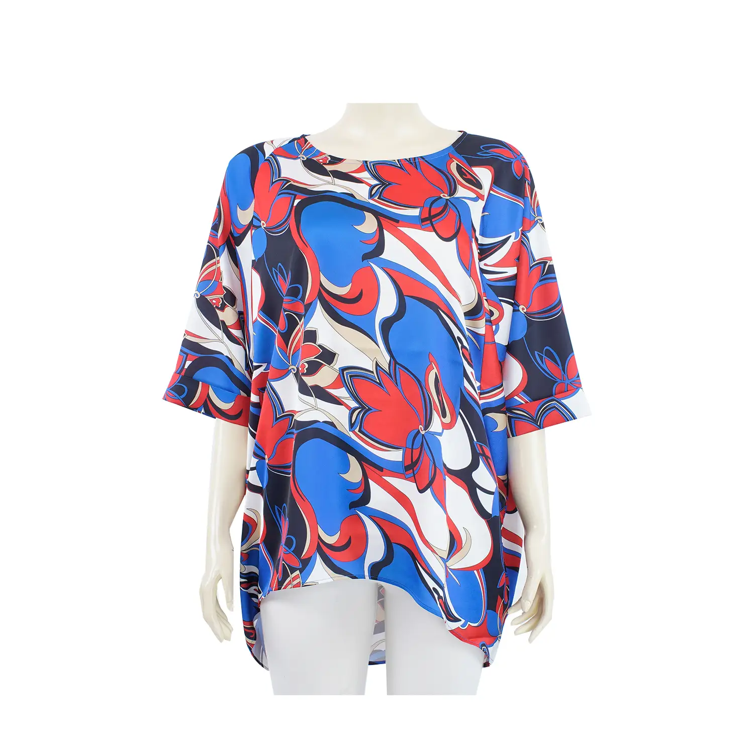 เสื้อคอปาด แขนแร็กแลน ยาว 3 ส่วน ผ้าลายดอกไม้ สไตล์กราฟิกItokin Boutique