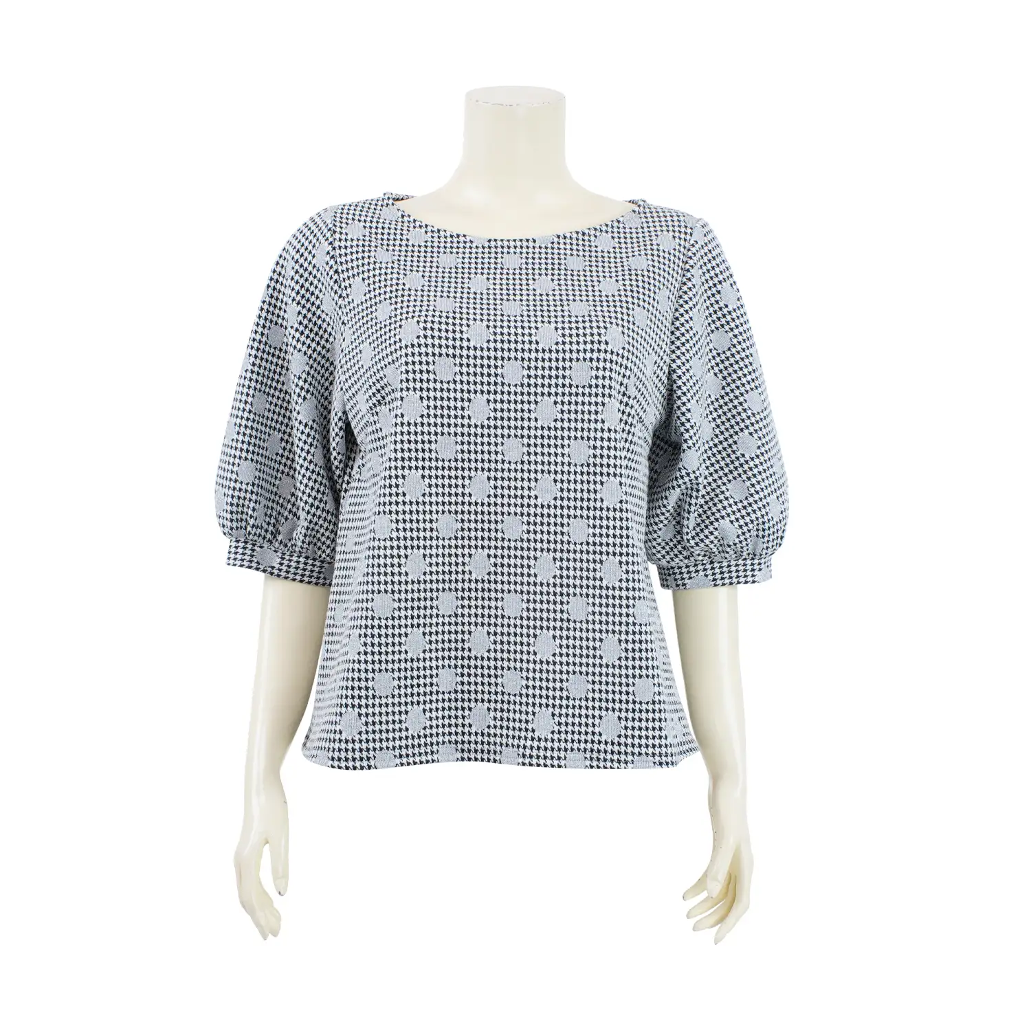 เสื้อคอกลม แขนกระบอก 3 ส่วน ผ้าทอลายชิโนริ