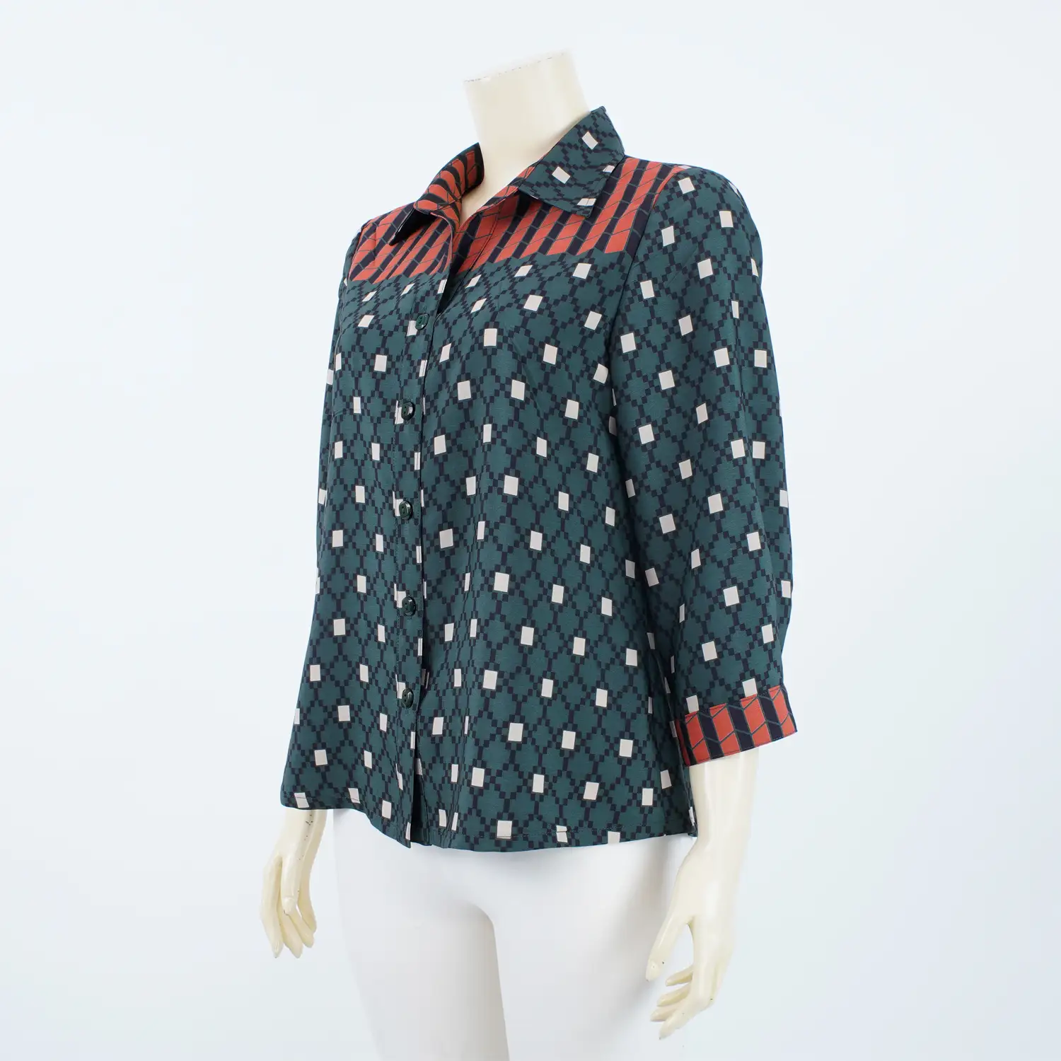 เสื้อเชิ้ต แขนกระบอก ยาว 4 ส่วน ลายตาราง - Image 2