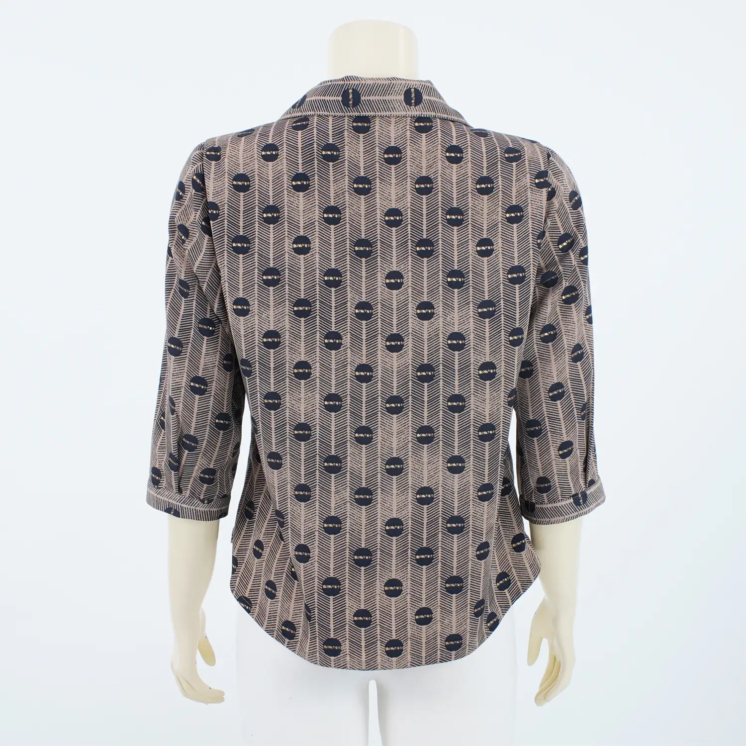 เสื้อเชิ้ตคอปกฮาวาย แขน 4 ส่วน ผ้าลายจุดและ ลายเส้นซิกแซก - Image 3