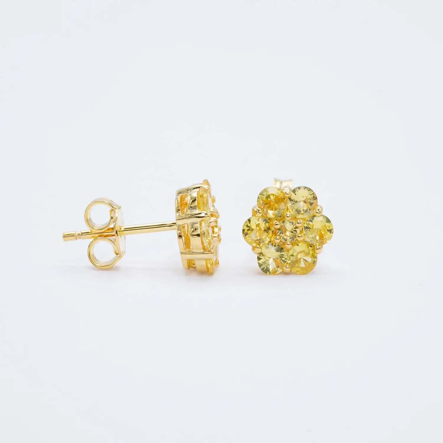 ต่างหูเงิน925 ชุบทอง18K ประดับบุษราคัม ซองเจีย ดีไซน์ Gold&Good Luck - Image 3