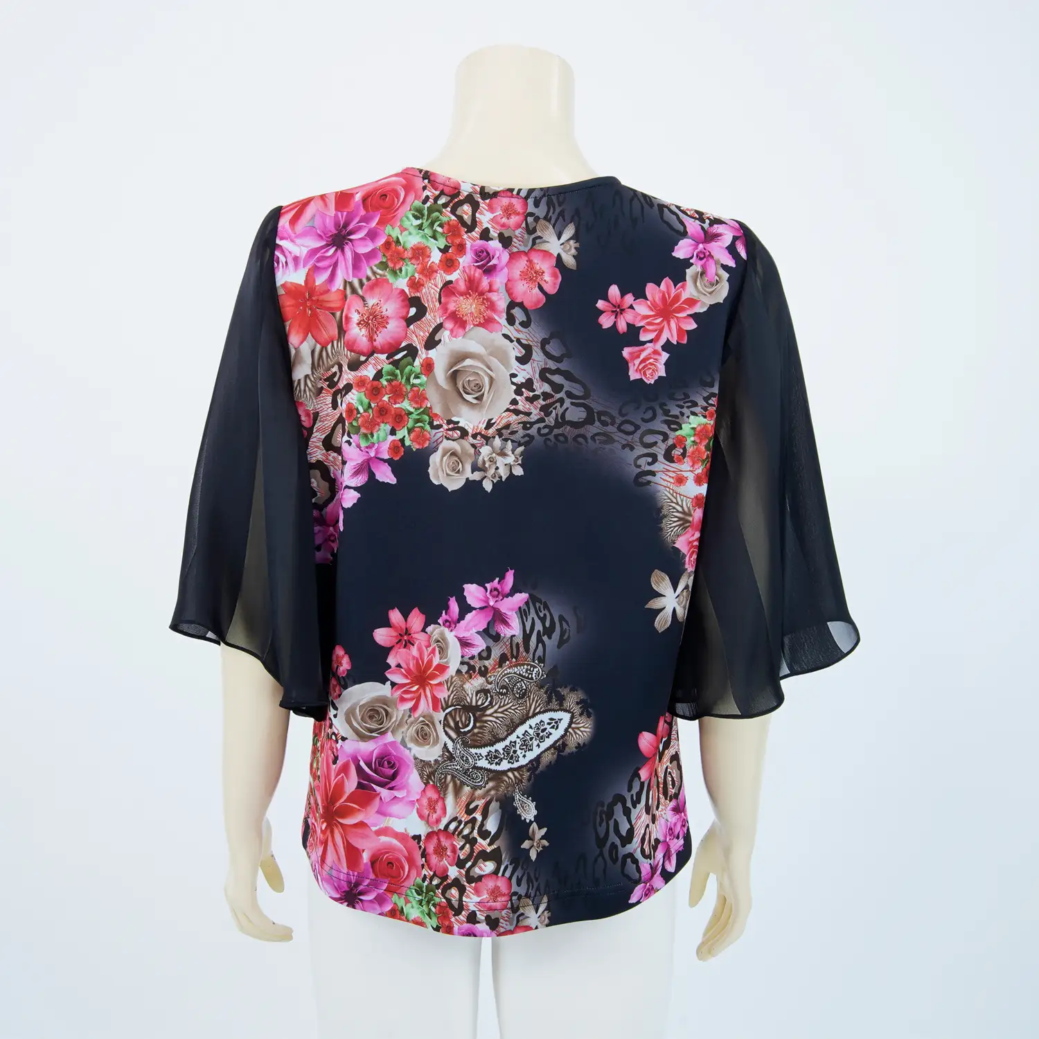 เสื้อคอวี แขนบาน 3 ส่วน ผ้าลายดอกไม้ - Image 5