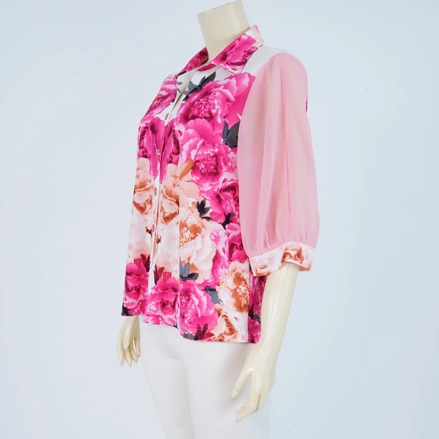 เสื้อเชิ้ต แขนกระบอก 4 ส่วน ผ้าลายดอกไม้ - Image 2
