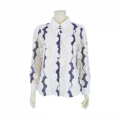 เสื้อเชิ้ต  แขนยาวทรงกระบอก ผ้าลูกไม้ลายดอกไม้ - Image 2