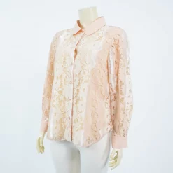 เสื้อเชิ้ต  แขนยาวทรงกระบอก ผ้าลูกไม้ลายดอกไม้ - Image 6