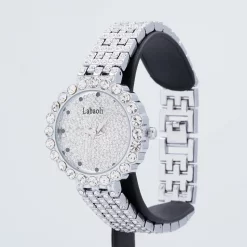 นาฬิกาข้อมือ LABAOLI สเตนเลส สตีล หน้าปัดทรงกลม สายแบบข้อสี่เหลี่ยม ประดับเพชร CZ - Image 6